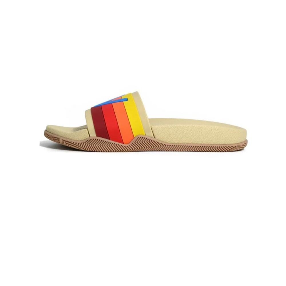 NWT - Aviator Nation - Logo Rainbow 4 Stripe Slides - Vintage White - Picture 4 of 4